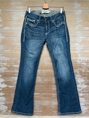 Ariat REAL Mid Rise Bootcut Jeans Dark Wash Western Riding Womens 30 Short